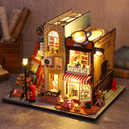 Kisoy Romantic and Cute Dollhouse Miniature DIY House Kit Creative Room Perfect DIY Gift for Friends, Lovers and Families (Inside and Outside The