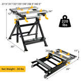 Toolsempire Portable Workbench, Folding Work Bench and Vise with 2 Rotary Handles, 7-Level Adjustable Height, 8 Sliding Clamps, Tiltable & Extendable Toolsempire