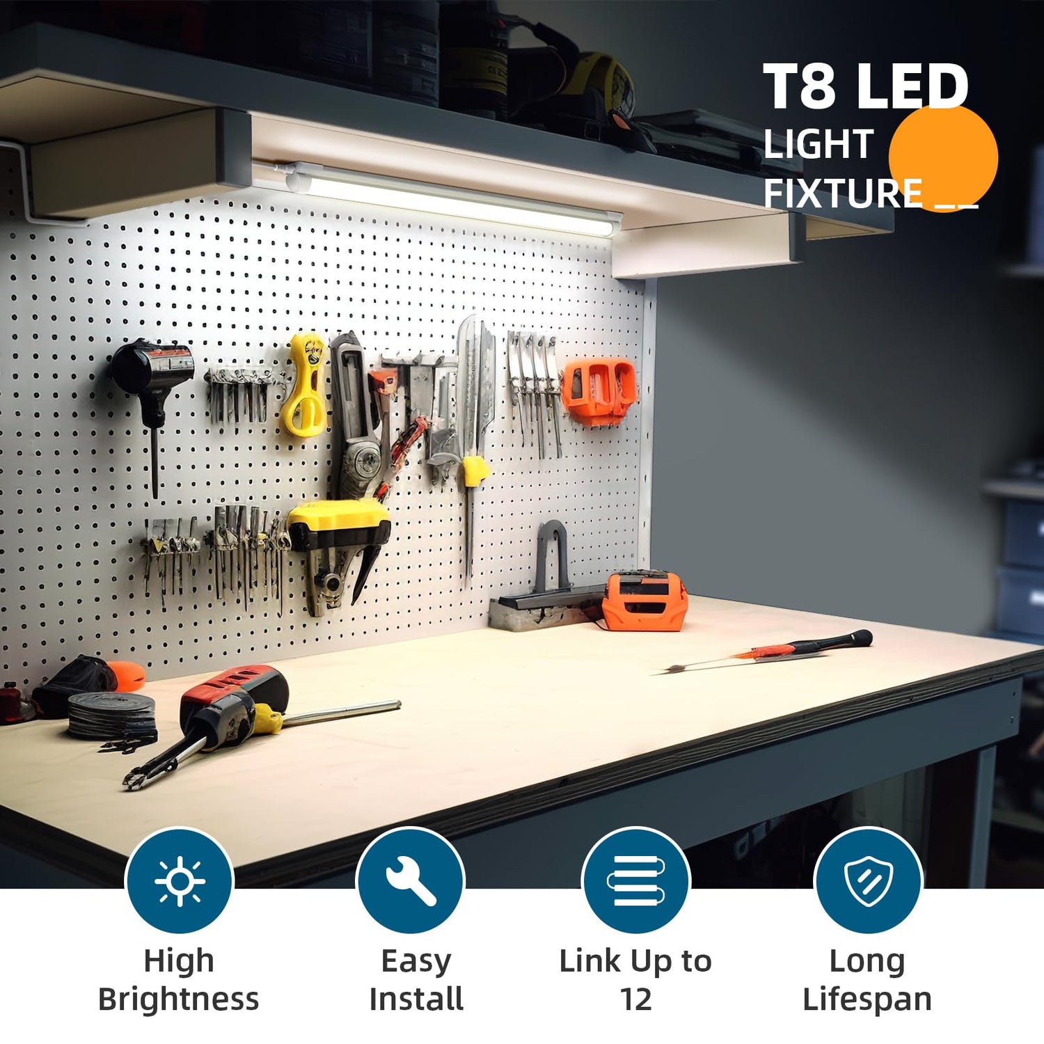 Barrina LED Shop Light 2ft, 20W 2500LM 5000K, T8 LED Light Fixture, Clear Cover, Ceiling and Utility Shop Light, Linkable Tube Lights, Shop Lights Barrina