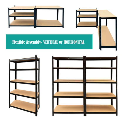 39 x 20 x 77in Utility Shelving Unit Storage Rack, 5-Tier Adjustable Industrial Heavy Duty Metal Garage Shelving Unit, 386lbs Load Capacity per Tier - WoodArtSupply