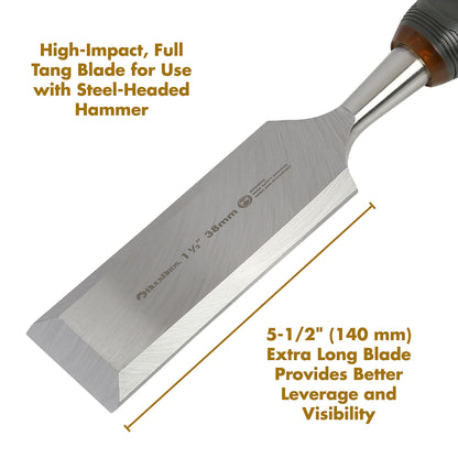 Buck Brothers 74818 Pro Full Tang Wood Chisel – 1-1/2" (38MM) - WoodArtSupply