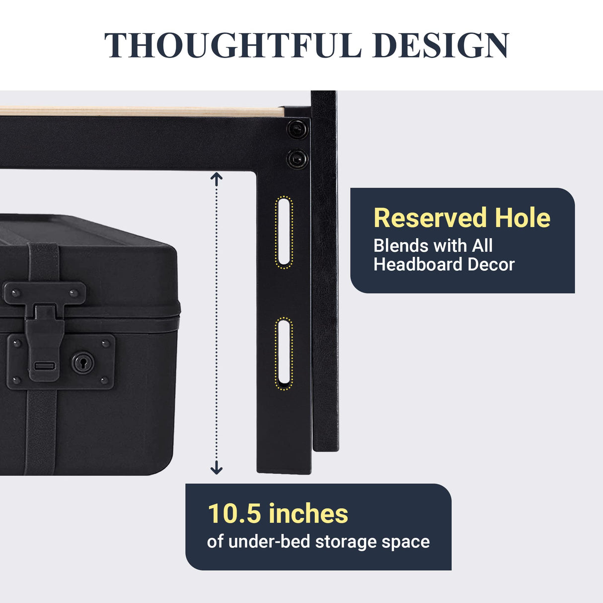 Allewie Queen Size Modern Platform Bed Frame with 3 Storage Drawers and Faux Leather Upholstery Allewie