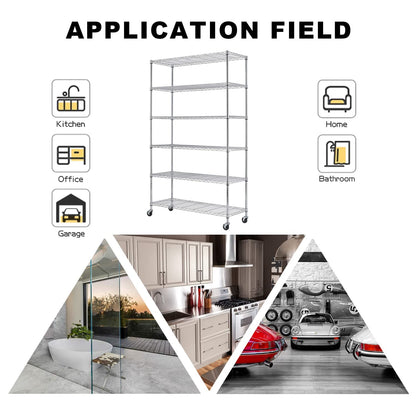 6-Tier Storage Shelf, Wire Shelving Unit NSF Certified Storage Rack 48" W x 18" D x 82" H 2100Lbs Capacity Adjustable Layer Heavy Duty Metal Rack - WoodArtSupply