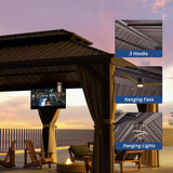 Jolydale 12FT×20FT Hardtop Aluminum Gazebo, Outdoor Metal Frame Canopy with Mosquito Net and Privacy Sidewalls,for Patio, Backyard, Large Size Jolydale