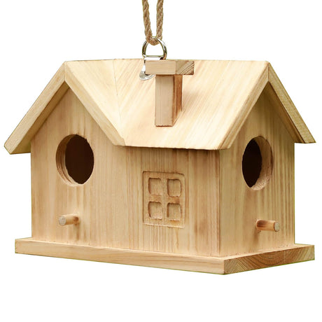 Bird House Outdoors Hanging Bird House for Outside - Unfinished Wooden Birdhouse for Painting - Sheltered Warm Place for Small Birds Bluebird House- STARSWR