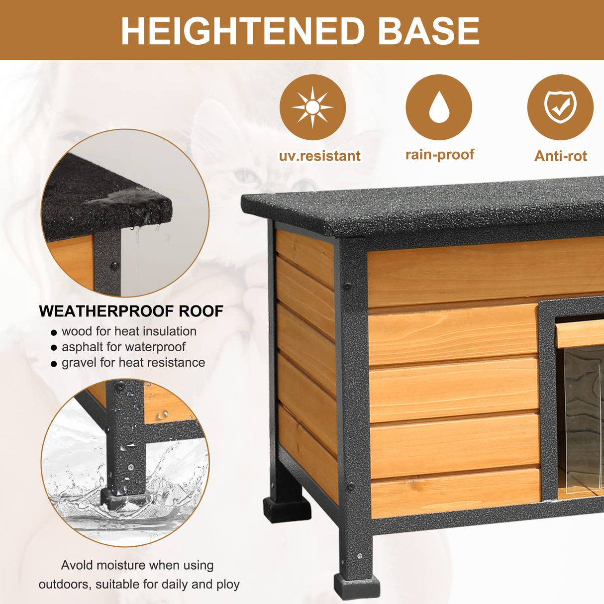 X-ZONE-PET Outdoor Cat House for Cats, Rainproof Outside Kitty House, Wooden Kitten Condo, Waterproof Roof, Indoor and Outdoor use for Cat,Dog,Rabbit X-ZONE PET