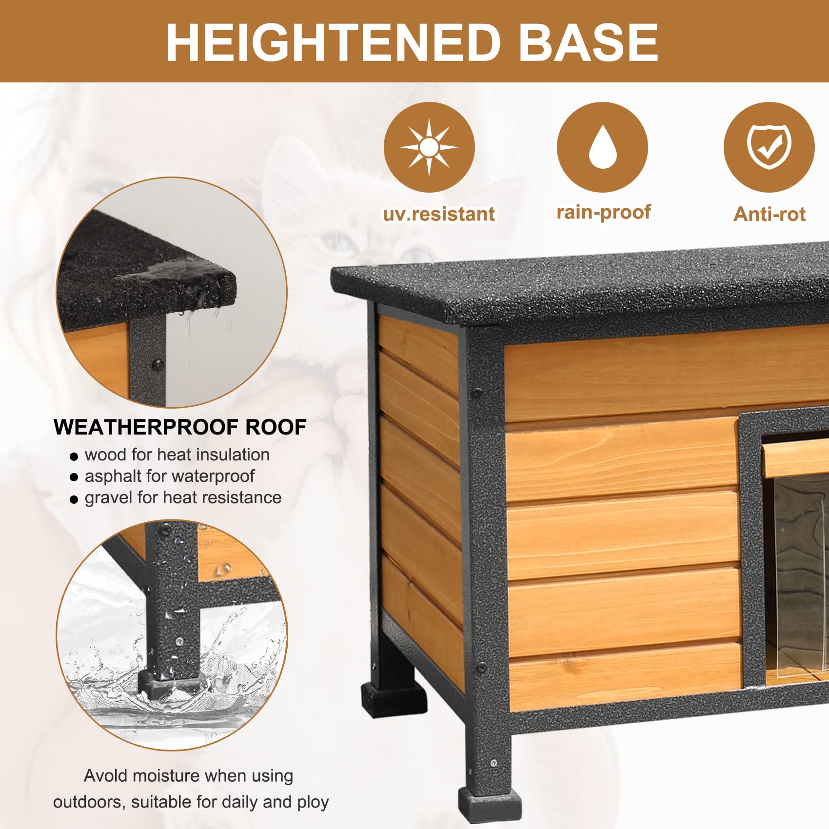 X-ZONE-PET Outdoor Cat House for Cats, Rainproof Outside Kitty House, Wooden Kitten Condo, Waterproof Roof, Indoor and Outdoor use for Cat,Dog,Rabbit - WoodArtSupply