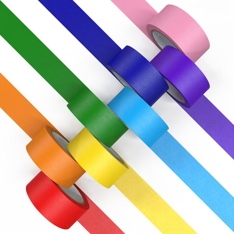 CHIYUNS Colored Masking Tape 8 Rolls, 1 inch Wide x 14 Yards Long, Craft Color Painters Colorful Art Rainbow Labeling Tapes Marking Tape for Kids CHIYUNS
