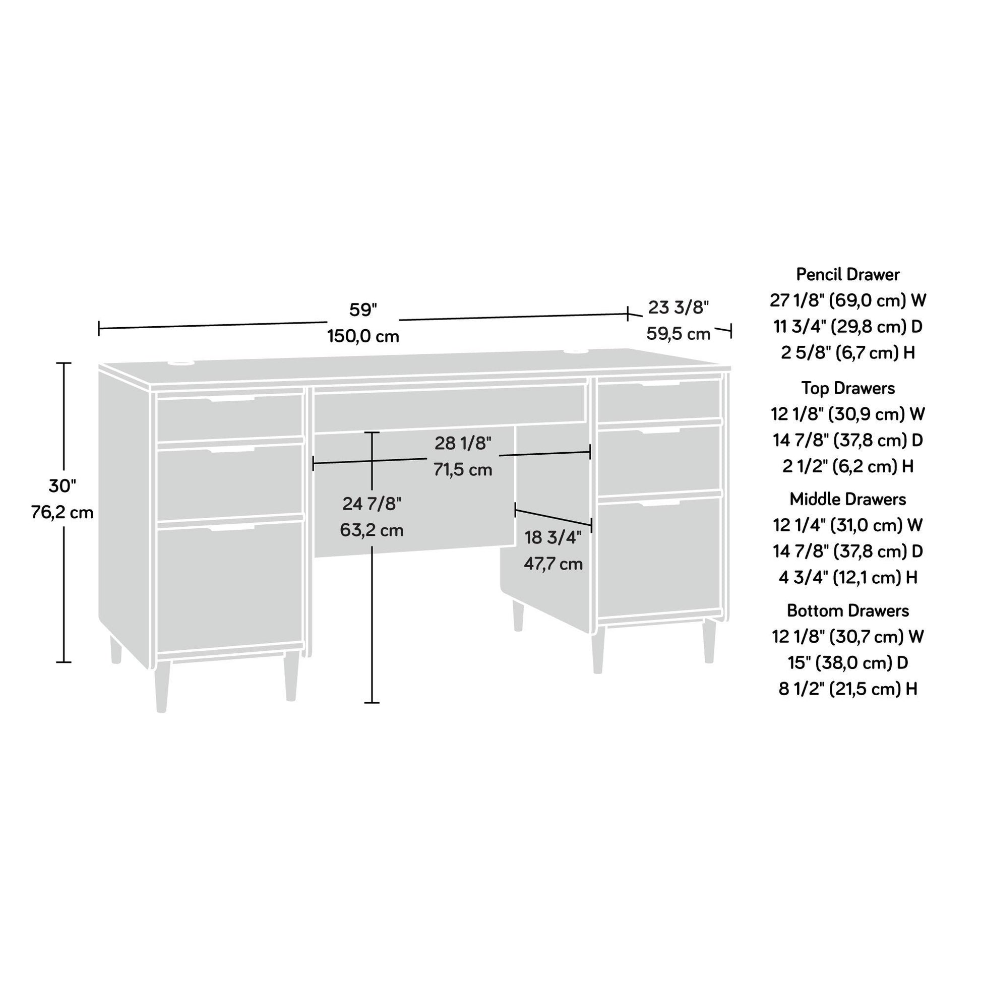 Sauder Clifford Place Executive Desk, Grand Walnut finish - WoodArtSupply