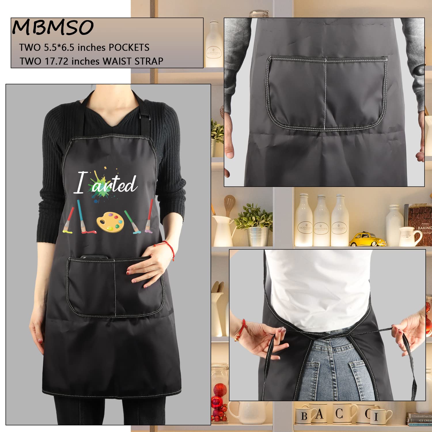 MBMSO Painting Artist Apron I Arted Apron Artist Painter Gifts Funny Art Teacher Student Gifts Apron Paint Lovers Gifts (I Arted Apron-black) MBMSO