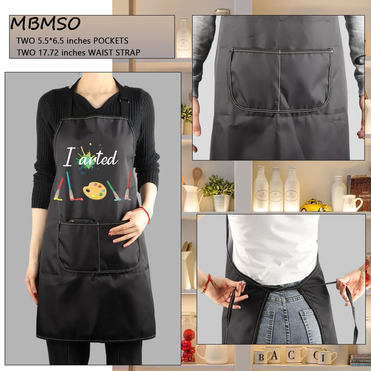 MBMSO Painting Artist Apron I Arted Apron Artist Painter Gifts Funny Art Teacher Student Gifts Apron Paint Lovers Gifts (I Arted Apron-black) MBMSO
