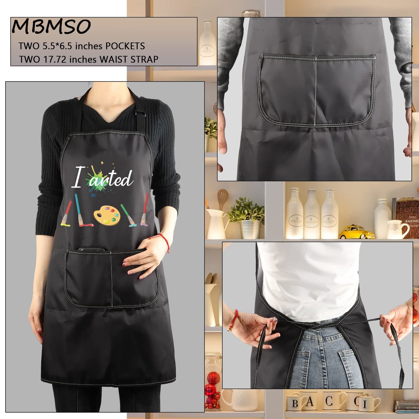 MBMSO Painting Artist Apron I Arted Apron Artist Painter Gifts Funny Art Teacher Student Gifts Apron Paint Lovers Gifts (I Arted Apron-black)