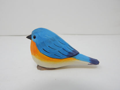 Selsela Eastern Bluebird Wood Figurine Miniature Garden Statue Bird Art Handmade Carved Small Animals - WoodArtSupply