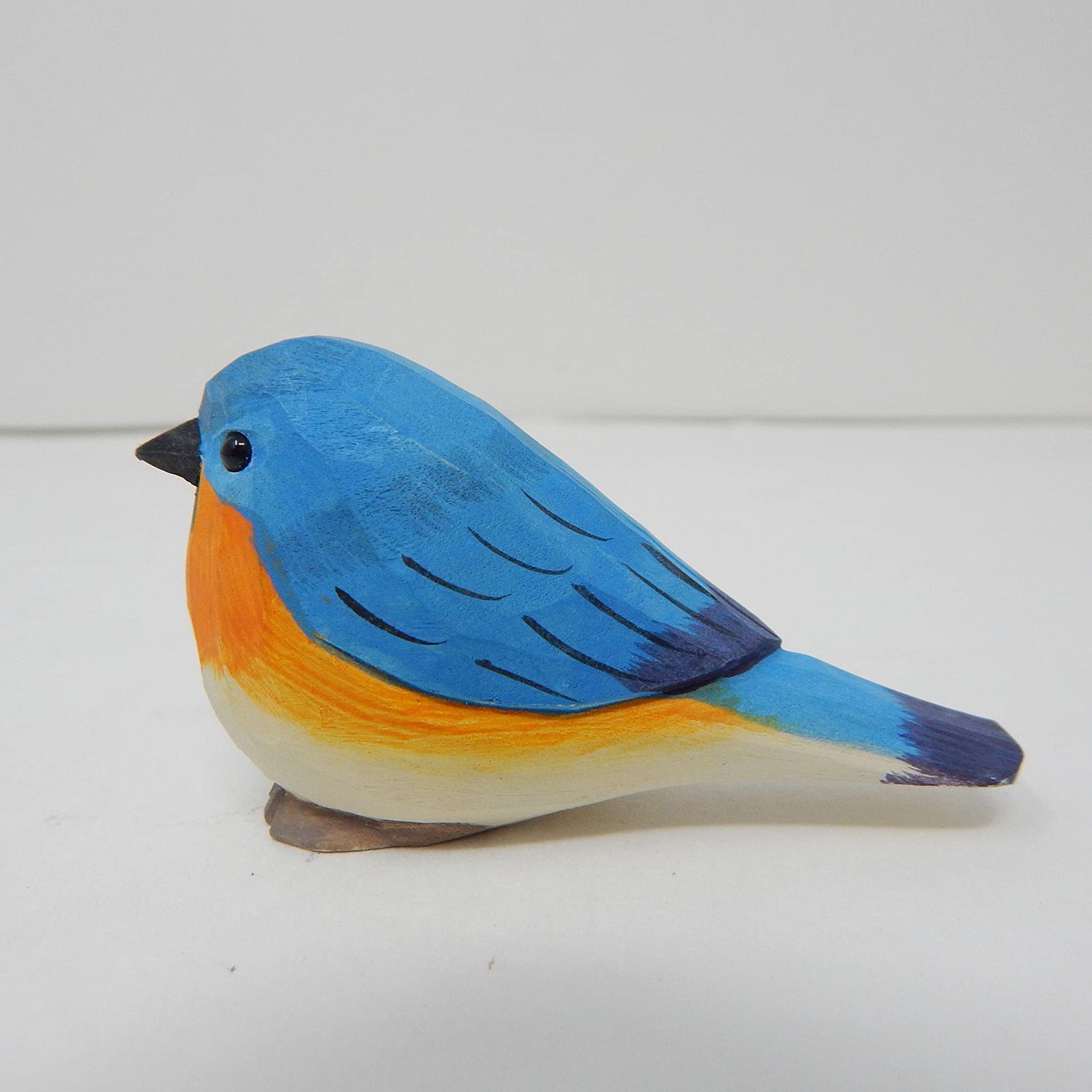 Selsela Eastern Bluebird Wood Ornament Bird Hanging Figurine Handmade Carved Decoration Selsela