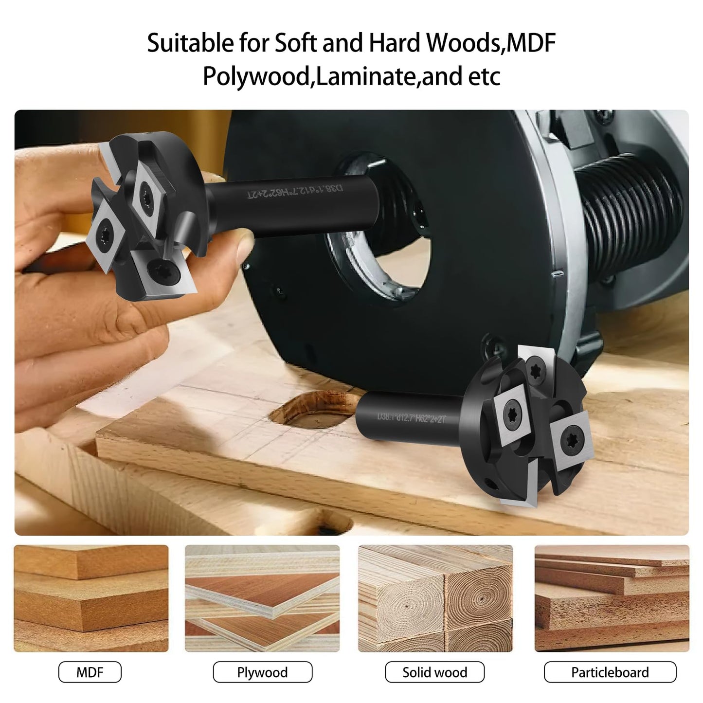 CNC Spoilboard Surfacing Router Bit 1/2" Shank, Slab Flattening Router Bit , 2+2 Flutes Insert Carbide Wood Planer Router Bits, Planing Bit for - WoodArtSupply