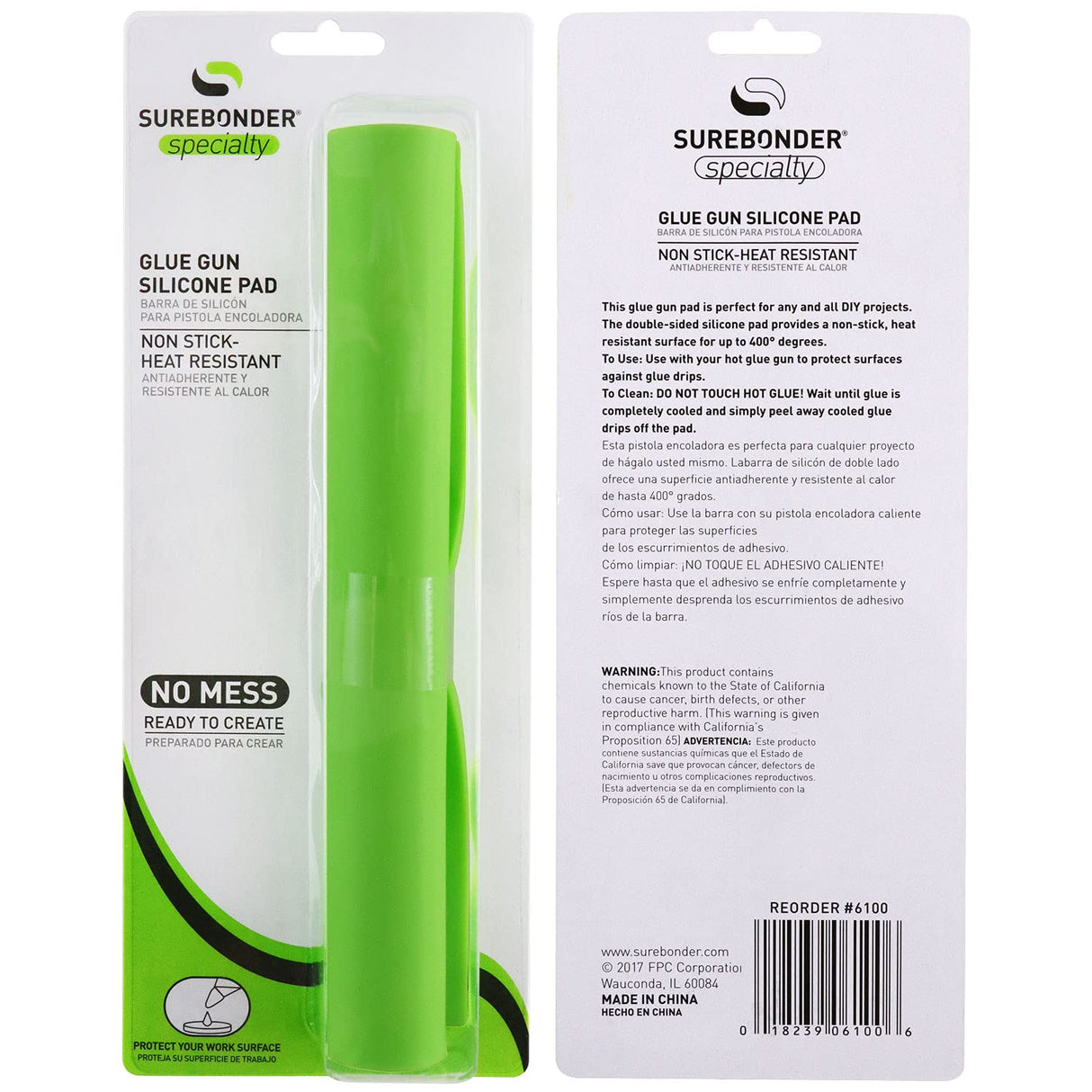 Surebonder Silicone Pad for Hot Glue Gun Projects, Flexible & Heat Resistant Surface For Easy Cleanup Or Use for Tracing Projects, Size: 8" x 8" Surebonder