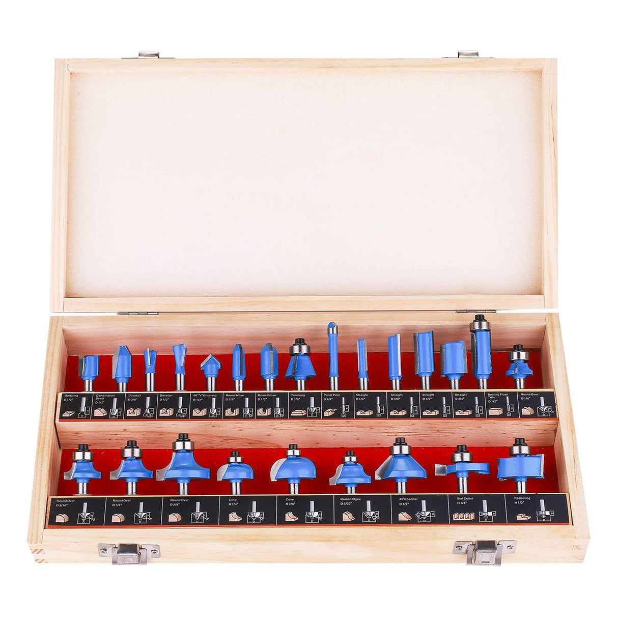 KOWOOD Router Bits Sets of 24A Pieces 1/4 Inch Shank Router Bit Set T Shape - for Commercial Users and Beginners… KOWOOD