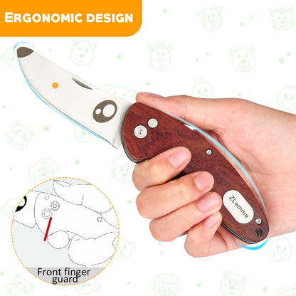 ZLemma Kids Pocket Folding Knife with Safety Rounded Tip, Made Of Japanese Stainless Steel and Rosewood, Children’s First Folding Knife With Sharp - WoodArtSupply