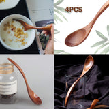 Originalidad Handmade Wood Bowls, Jujube Wooden Japanese Bowls with Matching Spoon for Rice, Soup, Dip, Salad, Tea, Decoration 4 Sets (4 Bowls 4.2 IN Originalidad