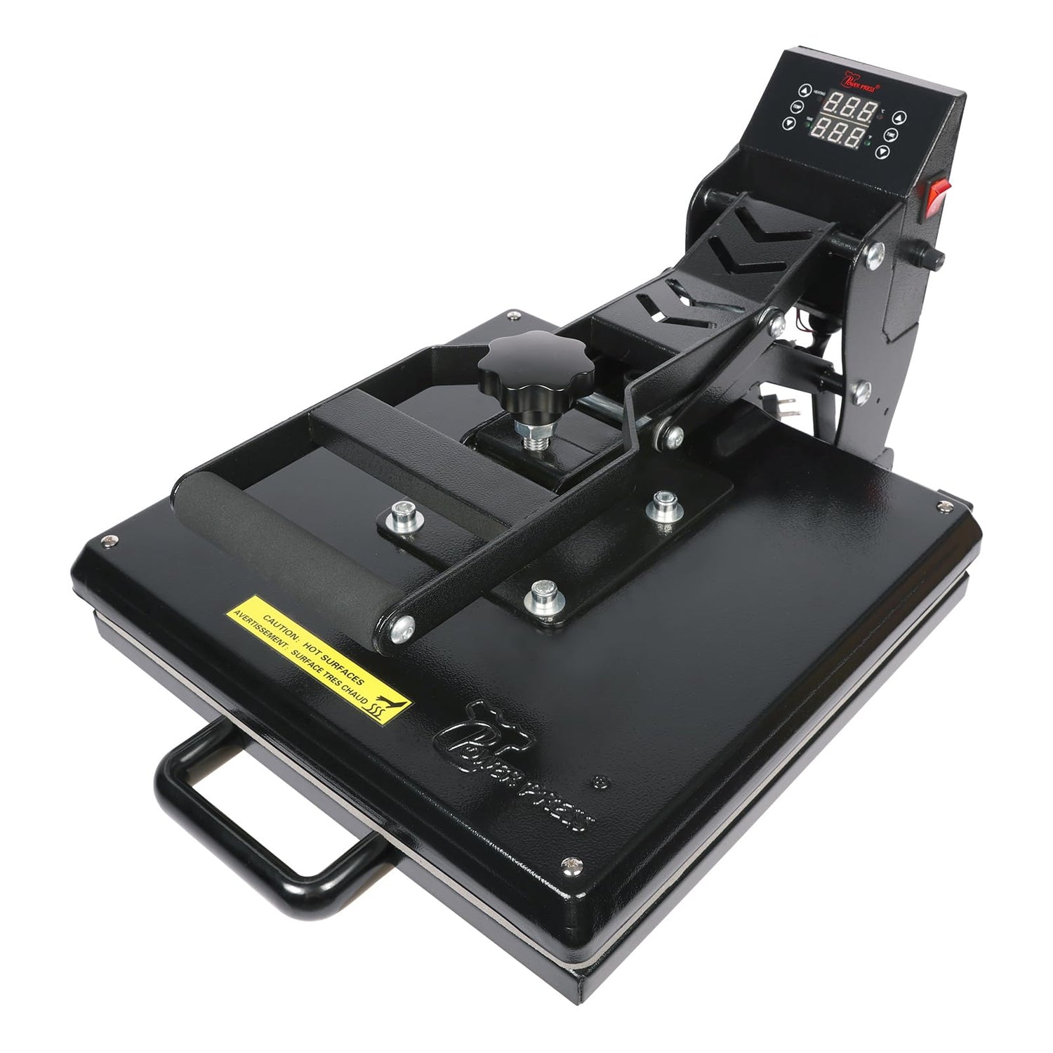 PowerPress Industrial-Quality Digital Sublimation Heat Press Machine for T Shirt, 15x15 Inch, Black PowerPress
