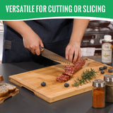 Hiware Bamboo Cutting Board for Kitchen, Heavy Duty Wood Cutting Board with Juice Groove, 100% Organic Bamboo, Pre Oiled, 15" x 10" HIWARE