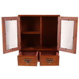 Rustic Wooden Wall Storage Cabinet - Vintage Style Hanging Organiser for Kitchen or Bathroom Holibanna