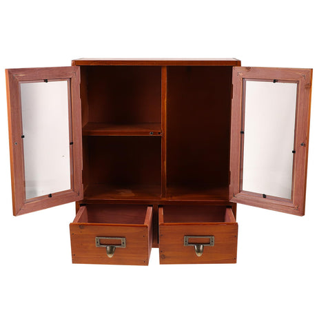 Rustic Wooden Wall Storage Cabinet - Vintage Style Hanging Organiser for Kitchen or Bathroom Holibanna