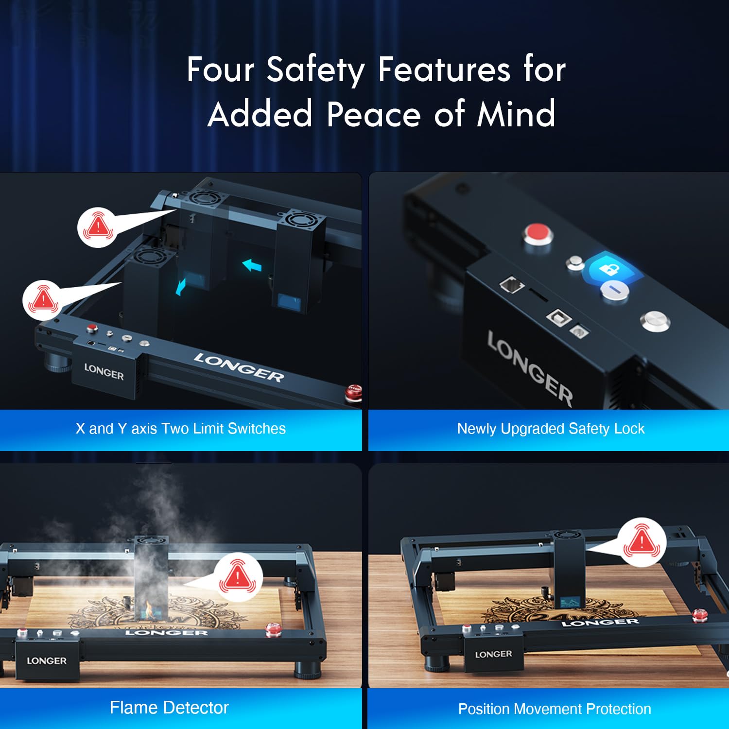 Longer Laser B1 Engraver, 24W Laser Engraver Machine with Air Assist, 120W DIY Precisely Laser CuttingMachine, High-Speed 20000mm/min, Precise Longer