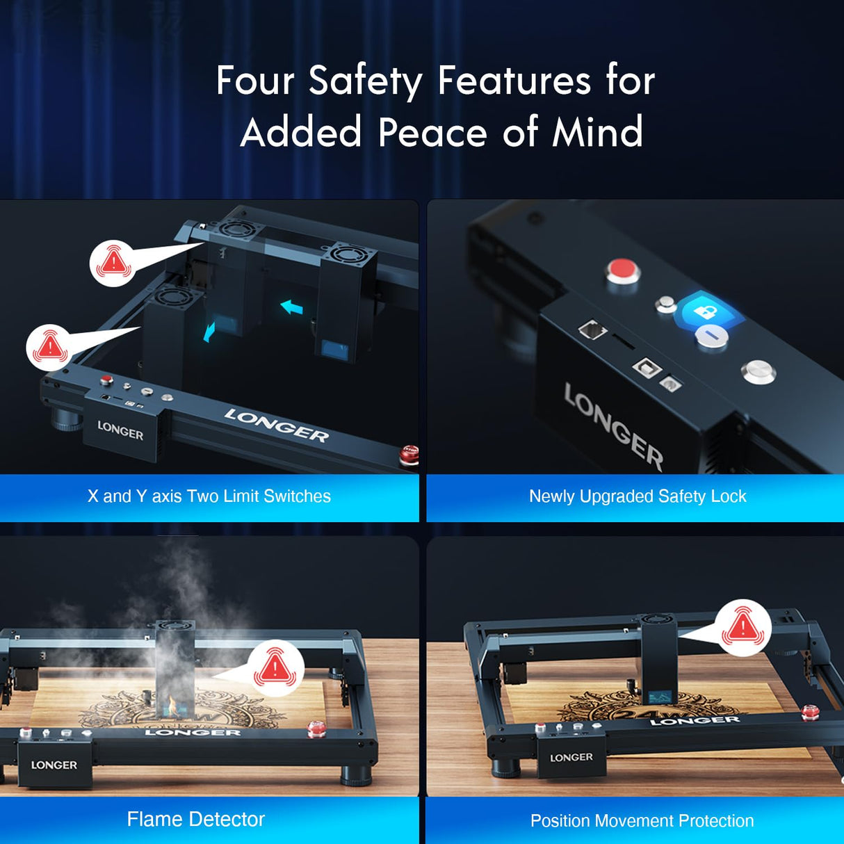 Longer Laser B1 Engraver, 24W Laser Engraver Machine with Air Assist, 120W DIY Precisely Laser CuttingMachine, High-Speed 20000mm/min, Precise Longer