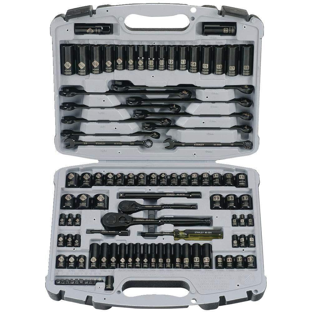 STANLEY Drive Socket Set, Black Chrome, Laser Etched, 99-Piece (92-839) STANLEY
