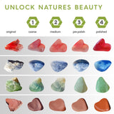 Polly Plastics Rock Polishing Kit with Rock Tumbler, Rough Gemstones, Professional Polishing Grits, and Guide to Rock Tumbling | Complete Hobby Polly Plastics