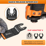 AMZWEI 154 Metal Wood Oscillating Tool Blade, Titanium Oscillating Saw Blades with Sandpaper, Quick Release Multi Tool Blades Kits for Dewalt Ryobi AMZWEI