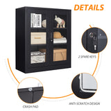 Anxxsu Metal Storage Cabinet with Glass Door, Locking Display Storage Cabinet with 2 Glass Doors and 2 Adjustable Shelves for Home, Office, Bedroom Anxxsu