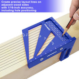 3D Multi Angle Measuring Ruler Aluminum Alloy Woodworking Square,Versatile Square Tool with Preset Angles from 22.5° to 90° Ideal Layout Tool for ViewReal