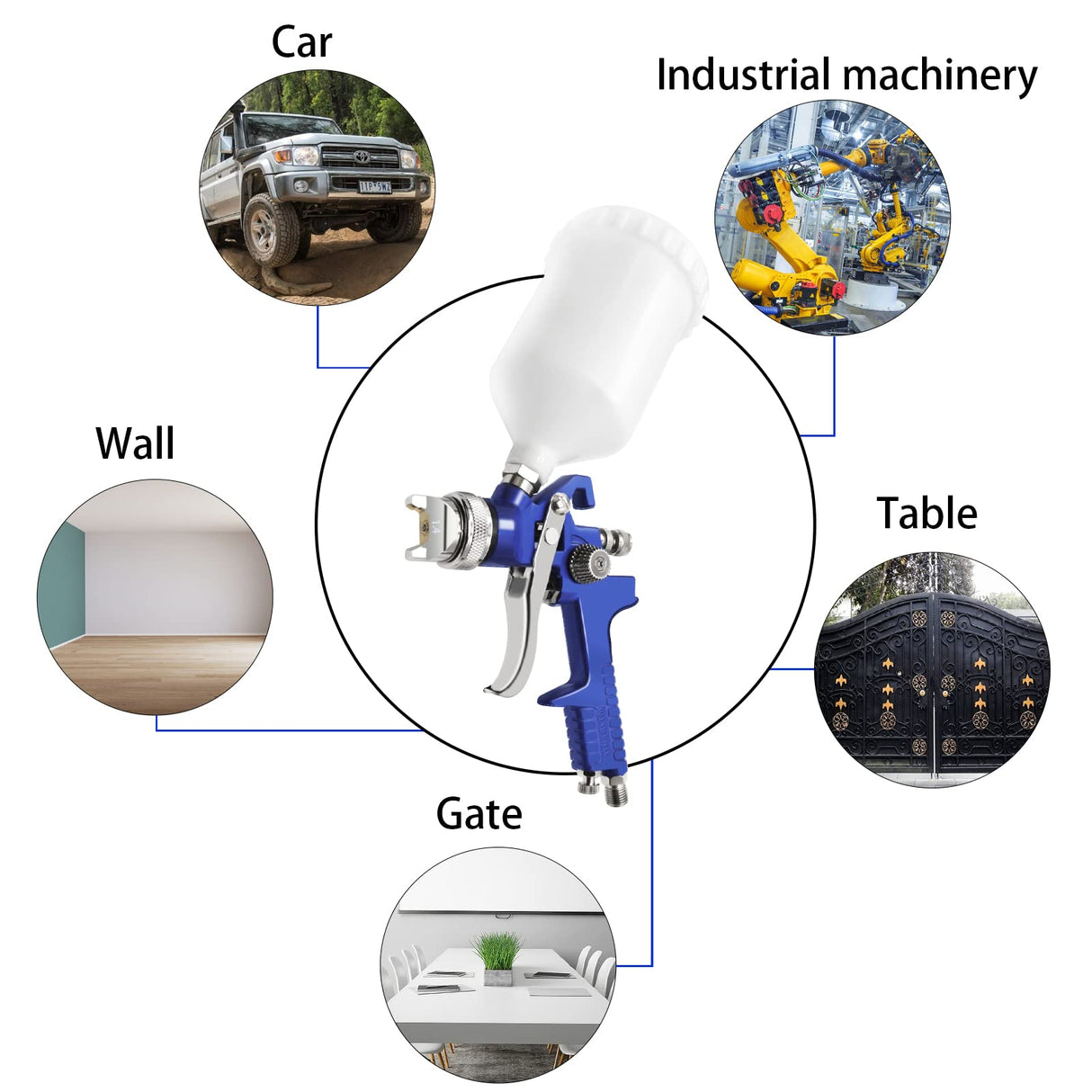 PNTGREEN HVLP Spray Gun Gravity Feed, 600CC Capacity, with 1.4mm Nozzle Professional Air Paint Sprayer Spray Guns for Painting Cars PNTGREEN