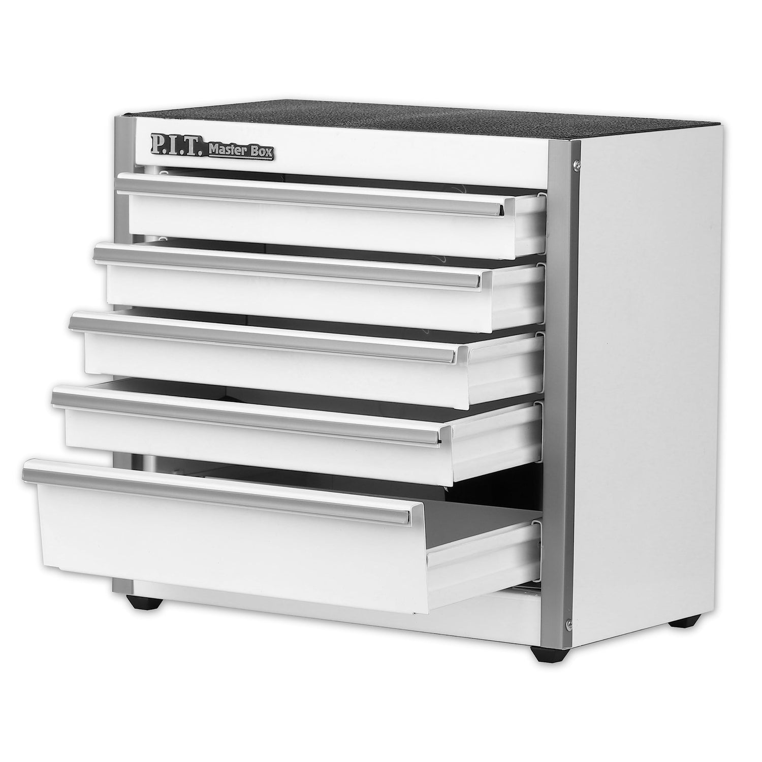 P.I.T. Mini White Tool Box, Portable 5-Drawer Micro Roll Cab Steel Tool Box with Liner, White Small Tool Case for Tools Storage, Home DIY P.I.T.