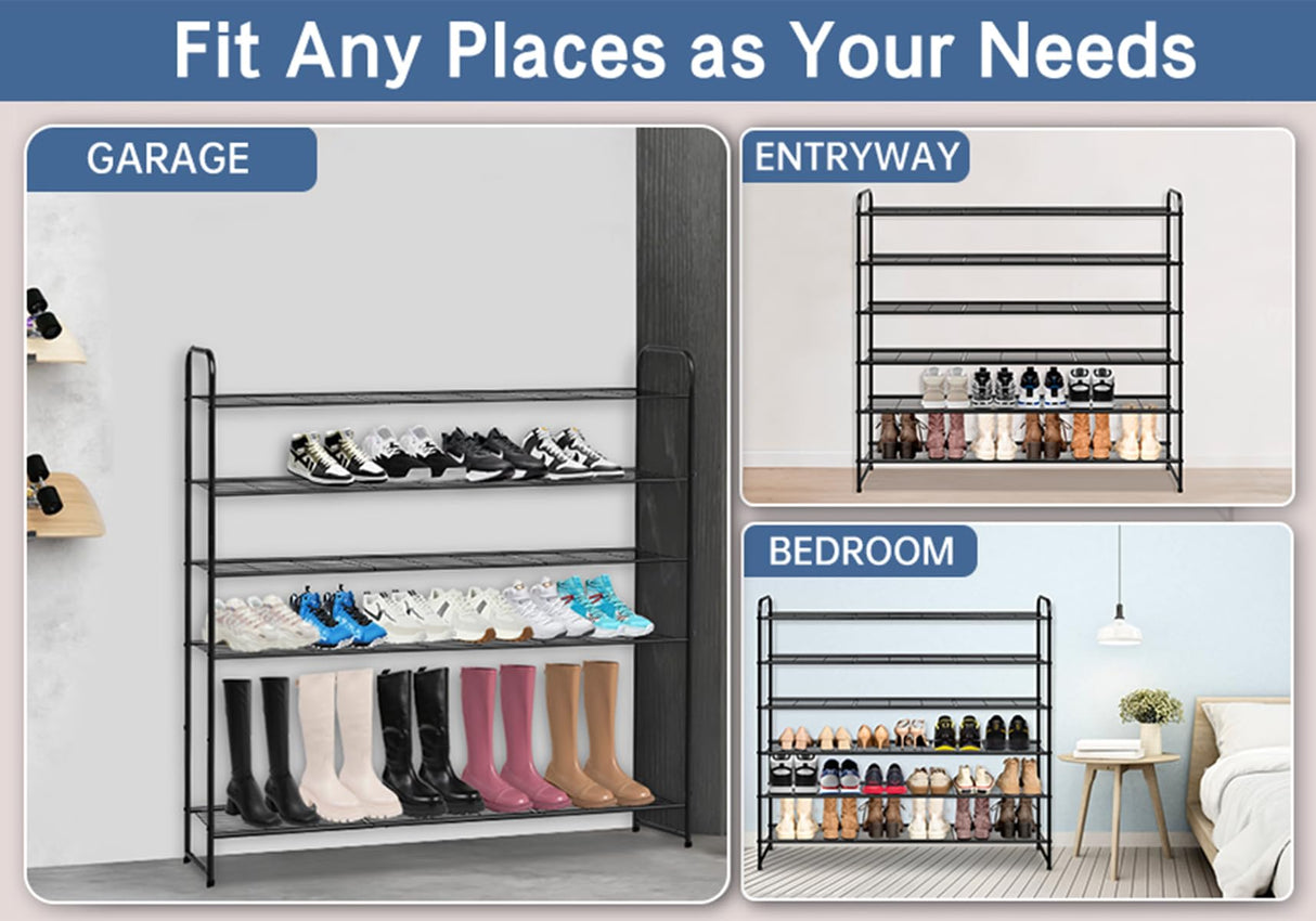 KEETDY Large Shoe Rack 6 Tier Organizer Tall Metal Shoe Organizer for Entryway Bedroom Floor Garage, Wide Shoe Shelf Storage Fits 42 Pairs Men KEETDY