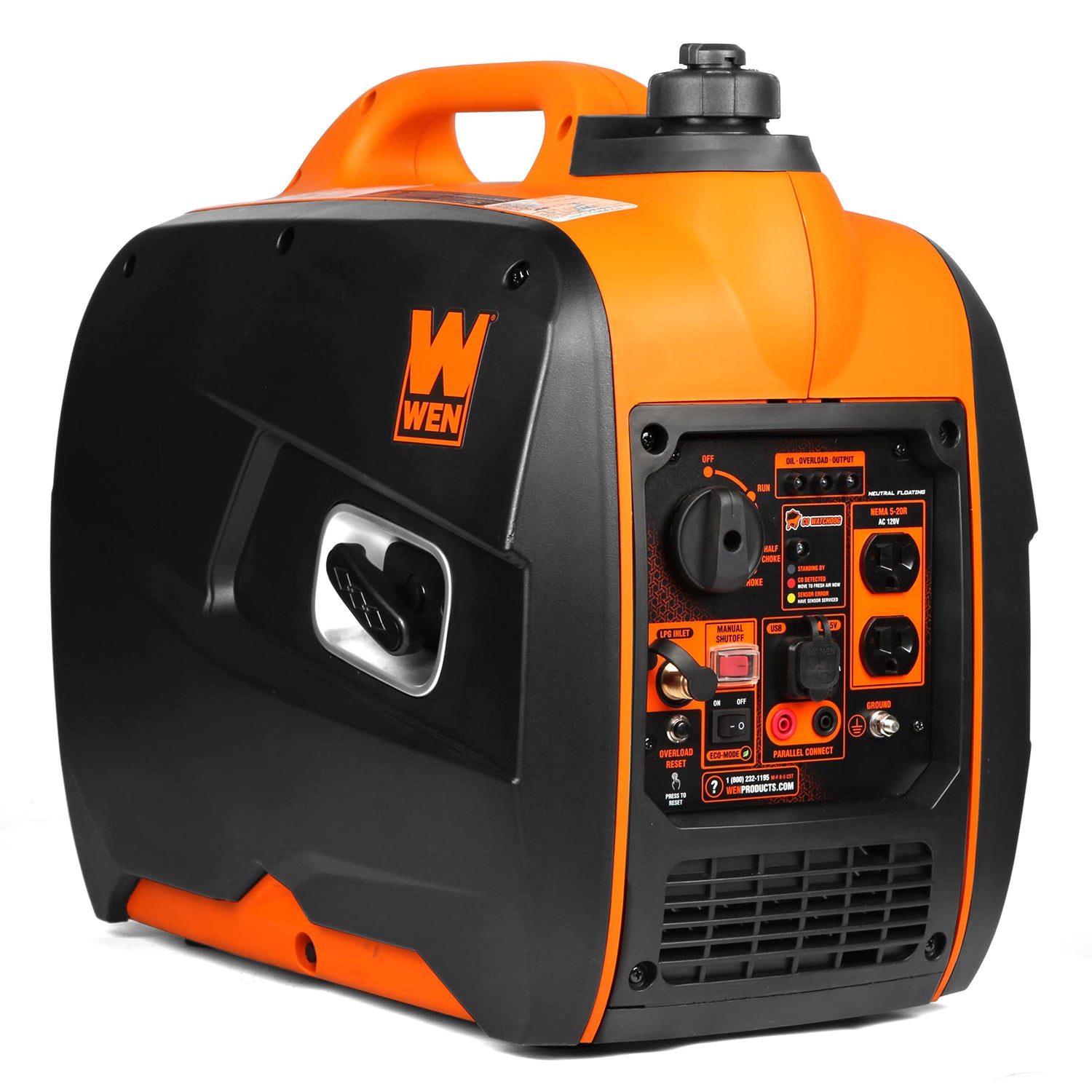 WEN DF250iX Super Quiet 2500-Watt Portable Dual Inverter Generator with Fuel Shut-Off and CO Sensor, Black WEN