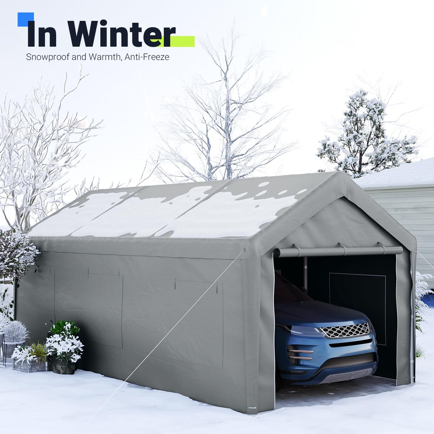 Quictent 12'x20' Carport with Roll-up Ventilated Windows, Heavy Duty Car Port Anti-Snow Car Canopy Carport Canopy Portable Garage Shelter Boat Quictent