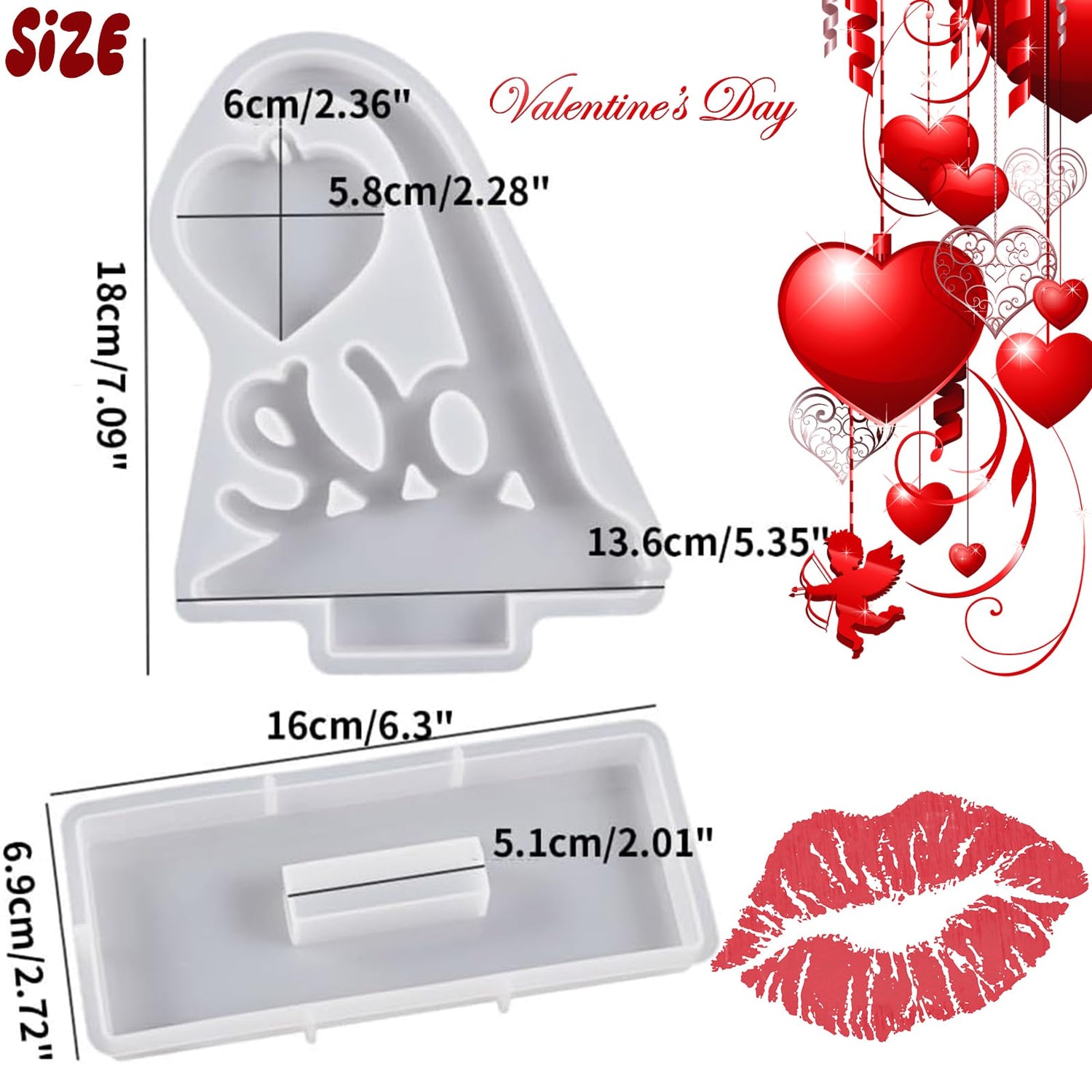 Love Photo Frame Resin Molds Epoxy Resin Picture Frame Mold Handmade Silicone Mold Resin Casting Molds for DIY Valentine's Day Gifts Ornament Crafts OMDBAGD