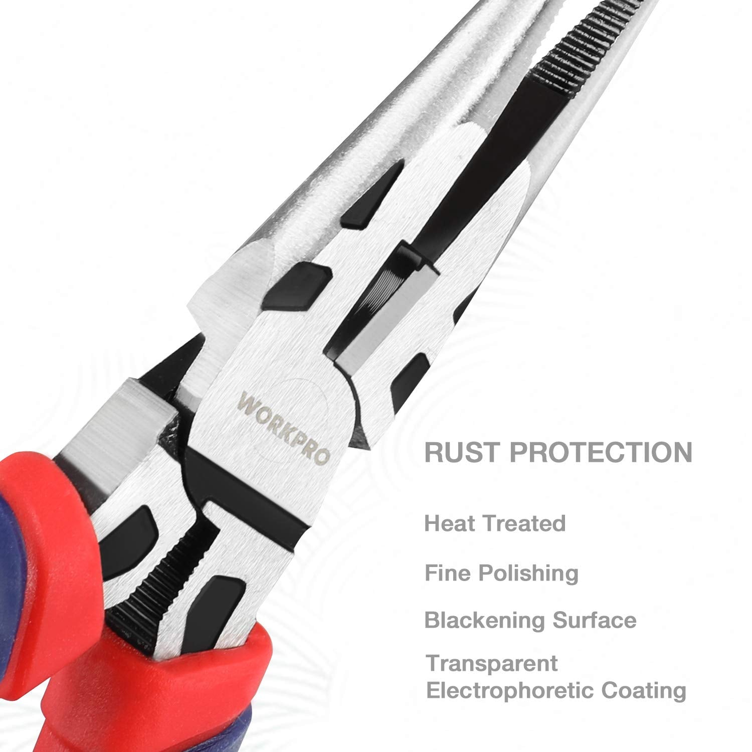 WORKPRO Pliers Set, Premium Cr-V Construction, Includes 6 Inch Slip Joint Pliers, 6 Inch Long Nose, 6 Inch Diagonal Cutting, 8 Inch Groove Joint, 7 WORKPRO