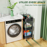 LEHOM 3 Tier Rolling Utility Cart, Metal Trolley Cart with Wheels, Hooks, Easy Assembly Organizer Storage Cart for Bathroom, Kitchen, Office, LEHOM