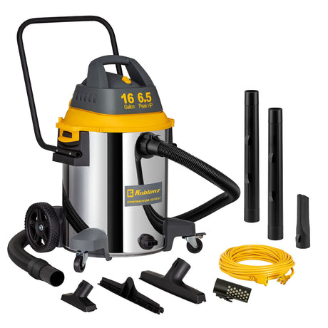 Koblenz Contractor Wet/Dry Vac, 16 Gal Stainless Steel 6.5HP 2-Stage Quiet Motor, Stainless (WD-16 C416SSH) Koblenz