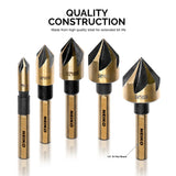 NEIKO 10218A Countersink Drill Bit Set for Wood and Metal, 1/4” Tri-Flat Shank, 5 Piece Countersink Bits, M2 High Speed Steel NEIKO