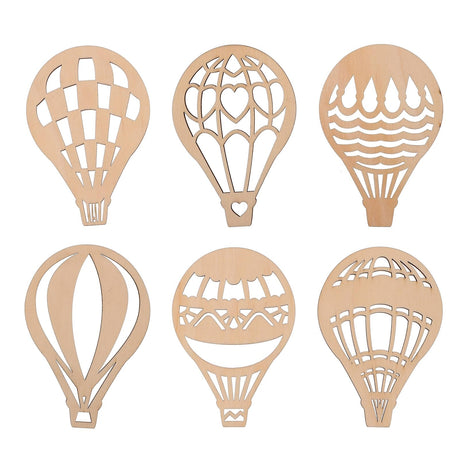 MAGICLULU 30pcs Wooden Unfinished Hot Air Balloon Slice Unpainted Wooden Hot Air Balloon Blank Hollow Hot Air Balloon Cutouts for DIY Craft Art MAGICLULU