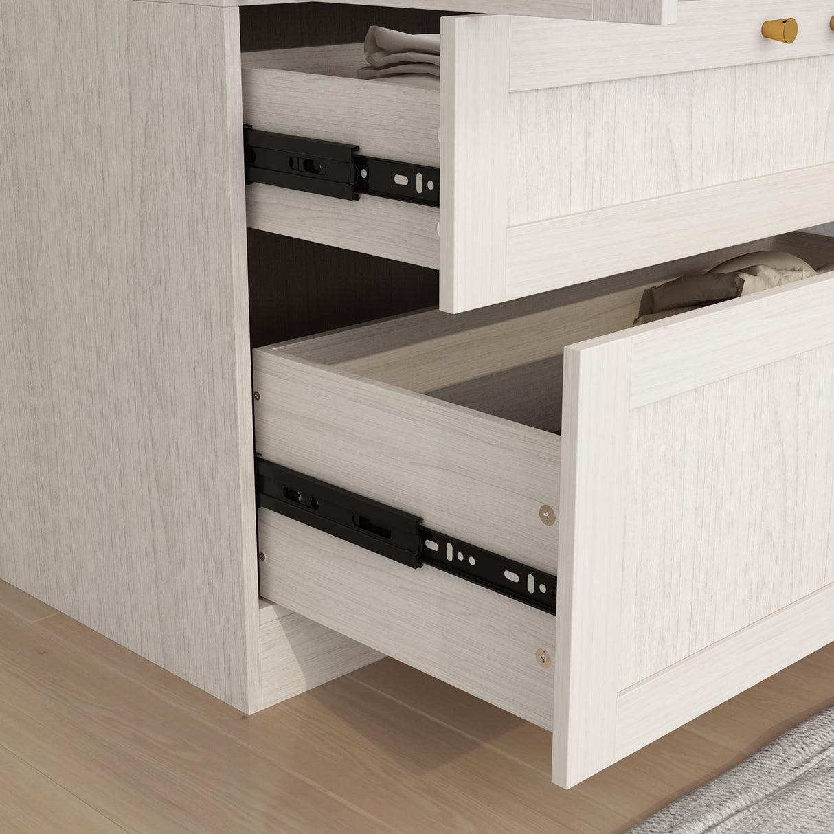 Homsee 31.5”L Armoire Wardrobe Closet with Frosted Glass Doors, Hanging Bar & 2 Drawers, Warm Grey Wooden Closet Storage Cabinet for Bedroom Homsee