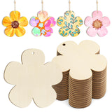 Wooden Flower Ornaments to Paint Spring Decoration Cutouts Unfinished 24PCS 3.5 x 3 inches, DIY Blank Unfinished Pumpkin Wood Discs Ornament for Home Sophena