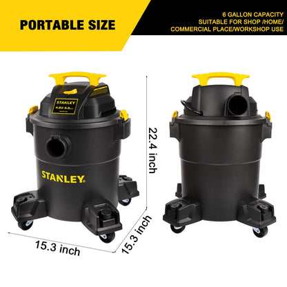 Stanley - SL18116P Wet/Dry Vacuum, 6 Gallon, 4 Horsepower Black - WoodArtSupply