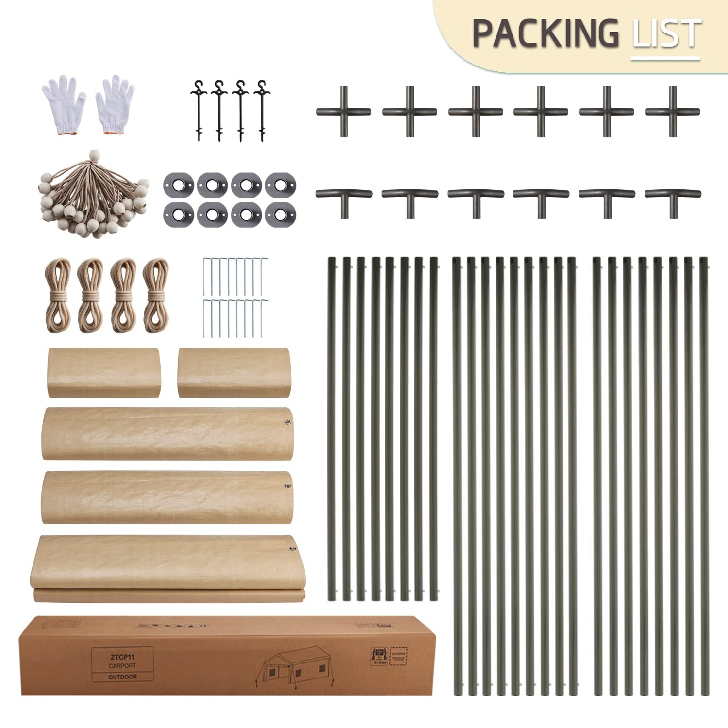 Gardesol Carport, 10'x20' Heavy Duty Carport with Roll-up Ventilated Windows, Portable Garage with Removable Sidewalls & Doors for Car, Truck, Boat, Gardesol