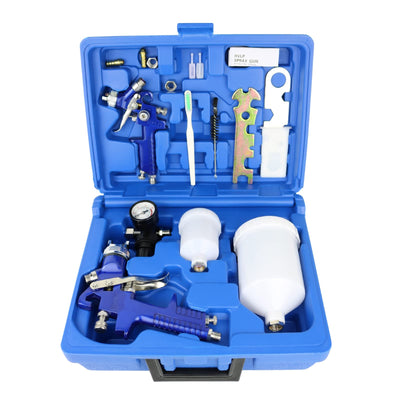 HVLP Air Gravity Spray Gun Set,2-Sprayer Paint Gun,0.8mm 150ml & 1.4mm 600ml Auto Gravity Feed Painting with Locking Air Pressure Regulator Gauge Air